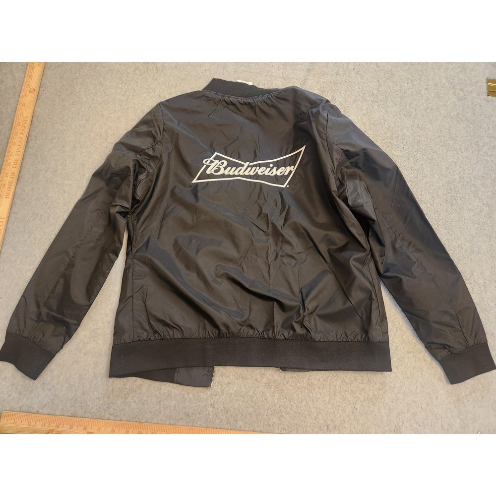 Budweiser Jacket Womens Medium Black Charles River Boston‎ Flight Bomber Nylon